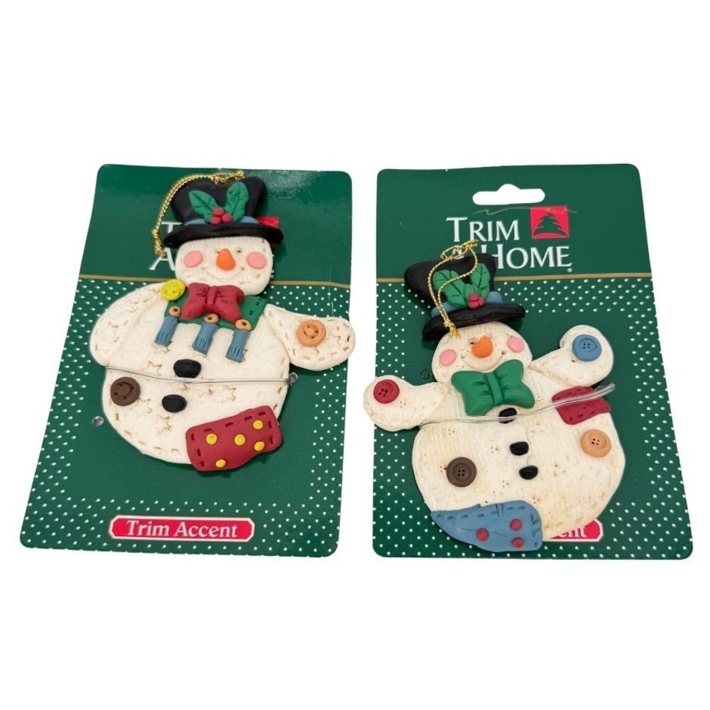 Trim A Home Snowman Christmas Ornament Set Dough Look Holiday Decor NEW